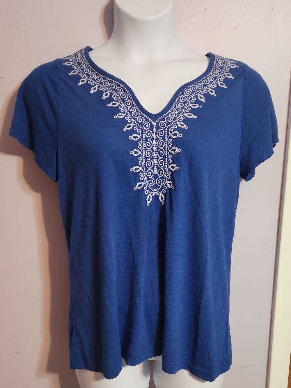 APT.9 Embroidered Tunic in Blue Size XL
